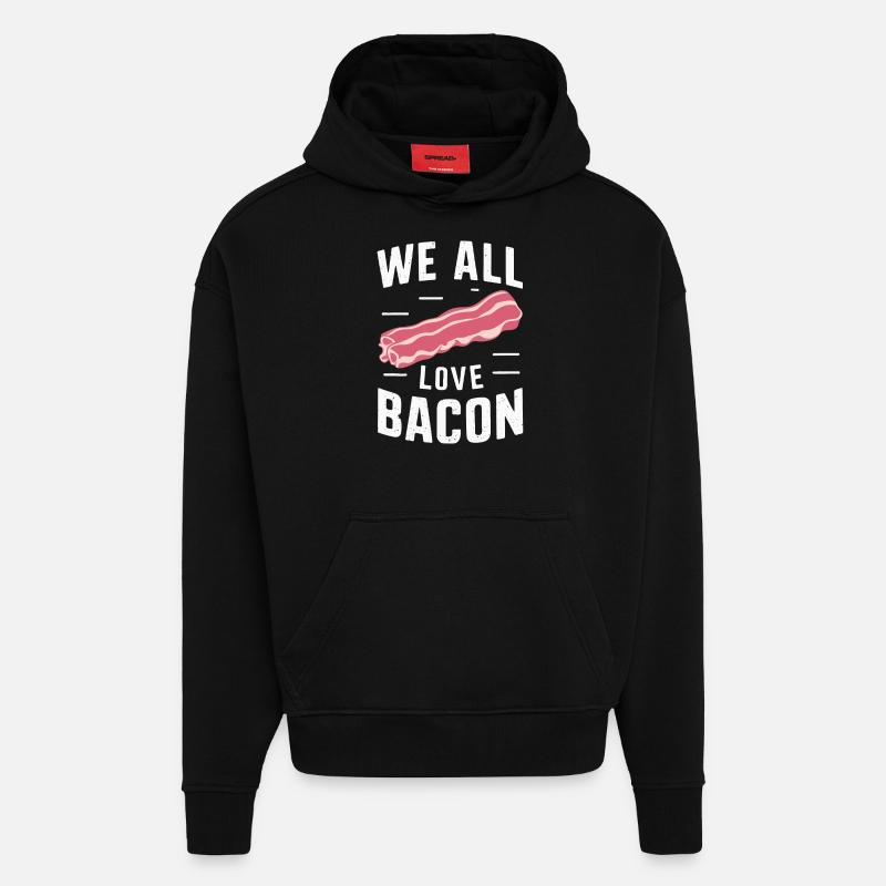 Bacon Petit-déjeuner Bacon - Sweat à capuche bio épais oversize fabriqué en UE - SOLID BLACK