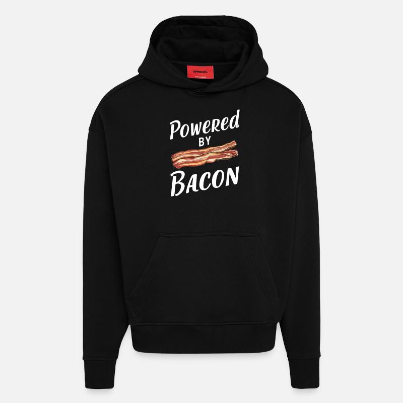 Bacon Petit-déjeuner Bacon - Sweat à capuche bio épais oversize fabriqué en UE - SOLID BLACK