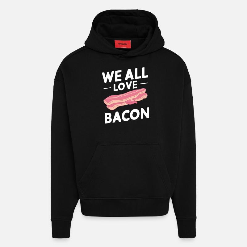 Bacon Petit-déjeuner Bacon - Sweat à capuche bio épais oversize fabriqué en UE - SOLID BLACK