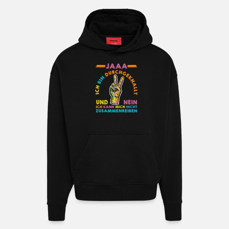 Cadeau drôle de collègues - Sweat à capuche bio épais oversize fabriqué en UE - SOLID BLACK