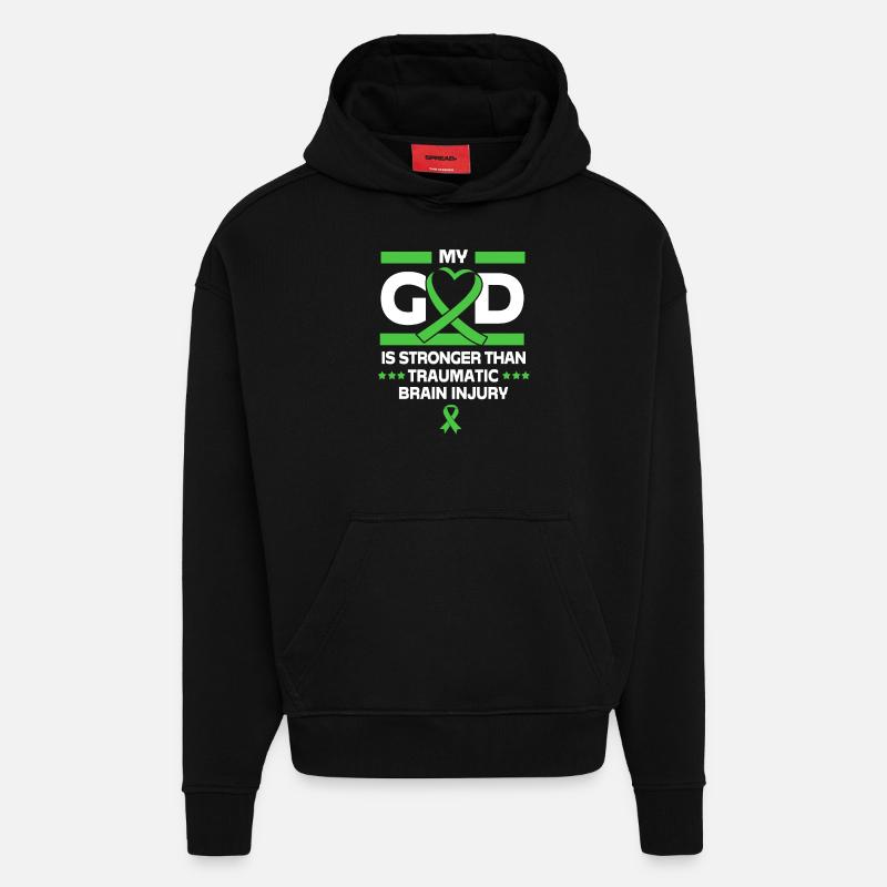 Traumatisme crânien - Sweat à capuche bio épais oversize fabriqué en UE - SOLID BLACK