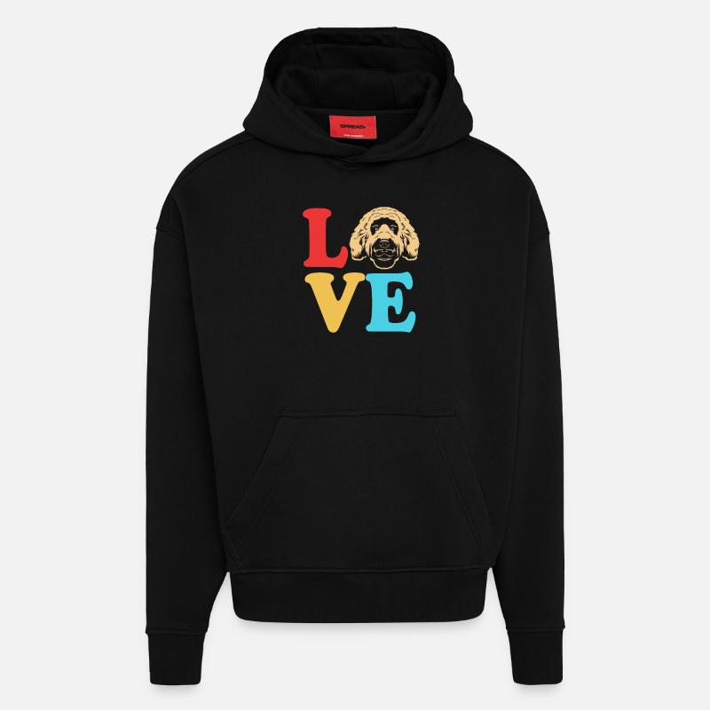Goldendoodle - Sweat à capuche bio épais oversize fabriqué en UE - SOLID BLACK