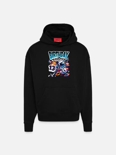 Astronaut 13th Birthday Space - Hoodie- made by SPREAD - SOLID BLACK