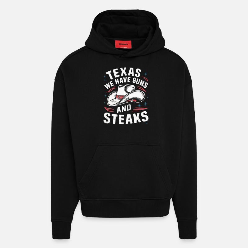 Texas State Texans Texas - Hoodie- made by SPREAD  - SOLID BLACK