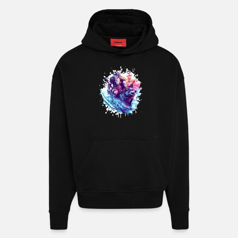 Viking Wolf Warrior Valhalla - Hoodie- made by SPREAD - SOLID BLACK