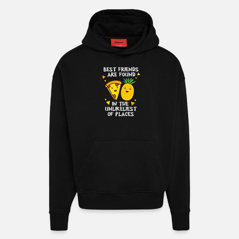 Pizza Hawaï Pizza Ananas - Sweat à capuche bio épais oversize fabriqué en UE - SOLID BLACK