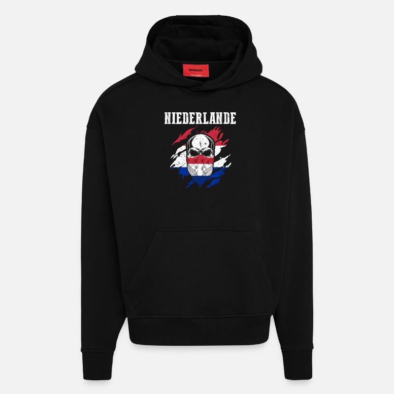 Pays-Bas Pays-Bas - Sweat à capuche bio épais oversize fabriqué en UE - SOLID BLACK