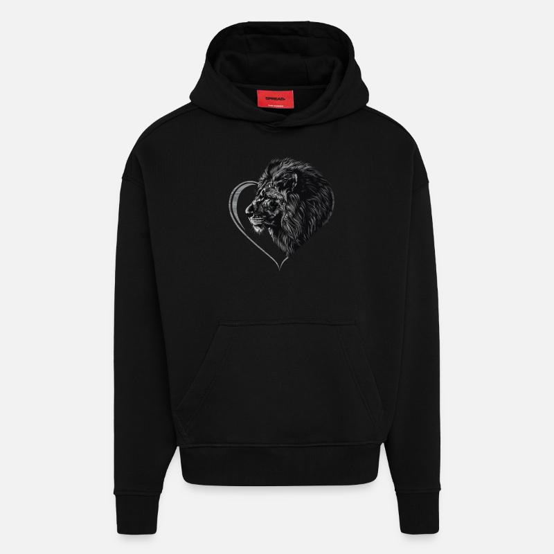 Lion - Sweat à capuche bio épais oversize fabriqué en UE - SOLID BLACK