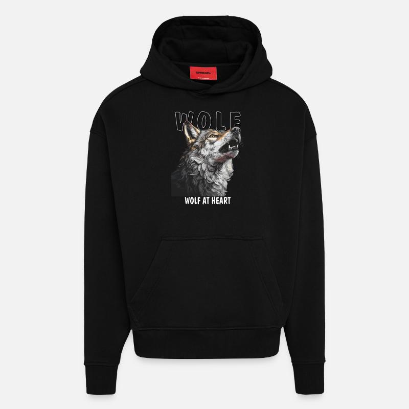 LOUP DANS L’ÂME - Sweat à capuche bio épais oversize fabriqué en UE - SOLID BLACK
