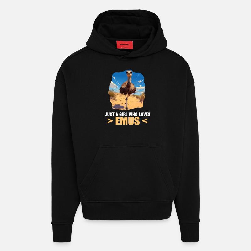 Emus Emu - Sweat à capuche bio épais oversize fabriqué en UE - SOLID BLACK