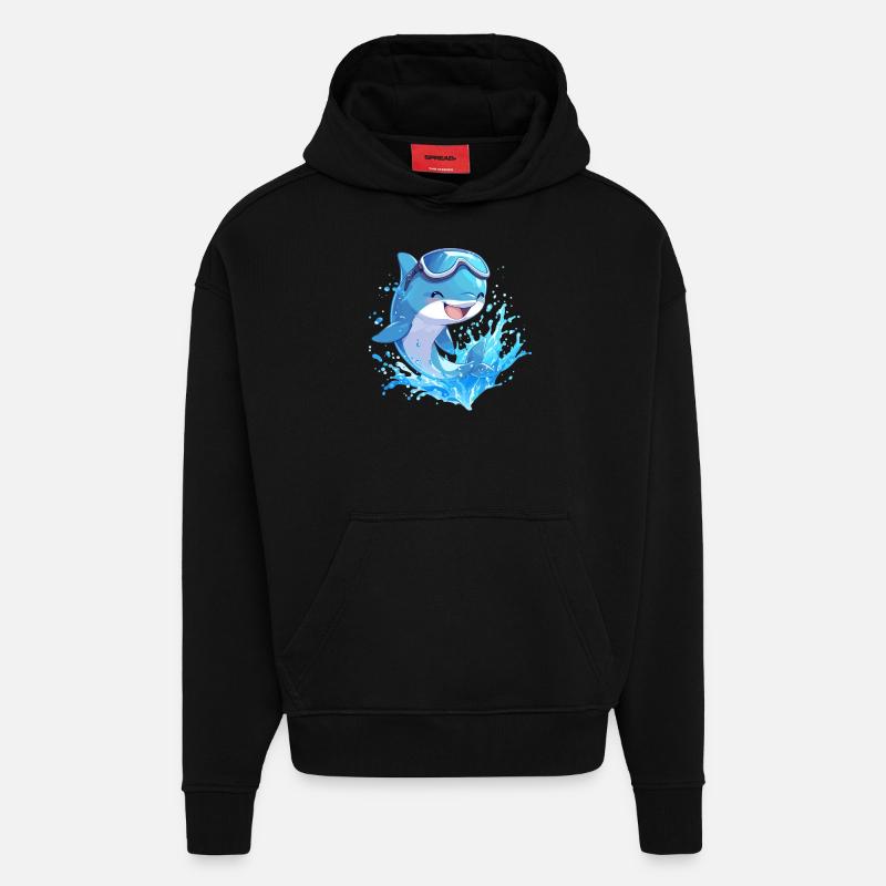 Dauphin Dauphins Dauphin - Sweat à capuche bio épais oversize fabriqué en UE - SOLID BLACK