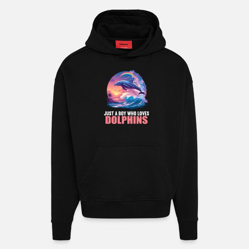 Dauphin Dauphins Dauphin - Sweat à capuche bio épais oversize fabriqué en UE - SOLID BLACK