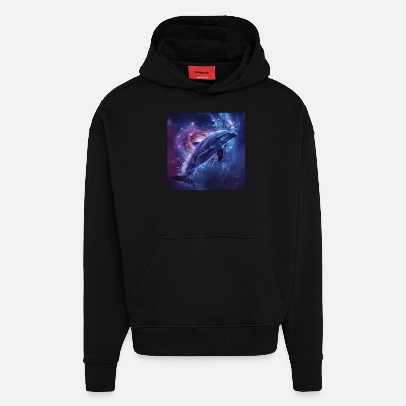 Dauphin - Sweat à capuche bio épais oversize fabriqué en UE - SOLID BLACK