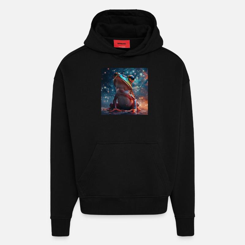 Grenouille - Sweat à capuche bio épais oversize fabriqué en UE - SOLID BLACK