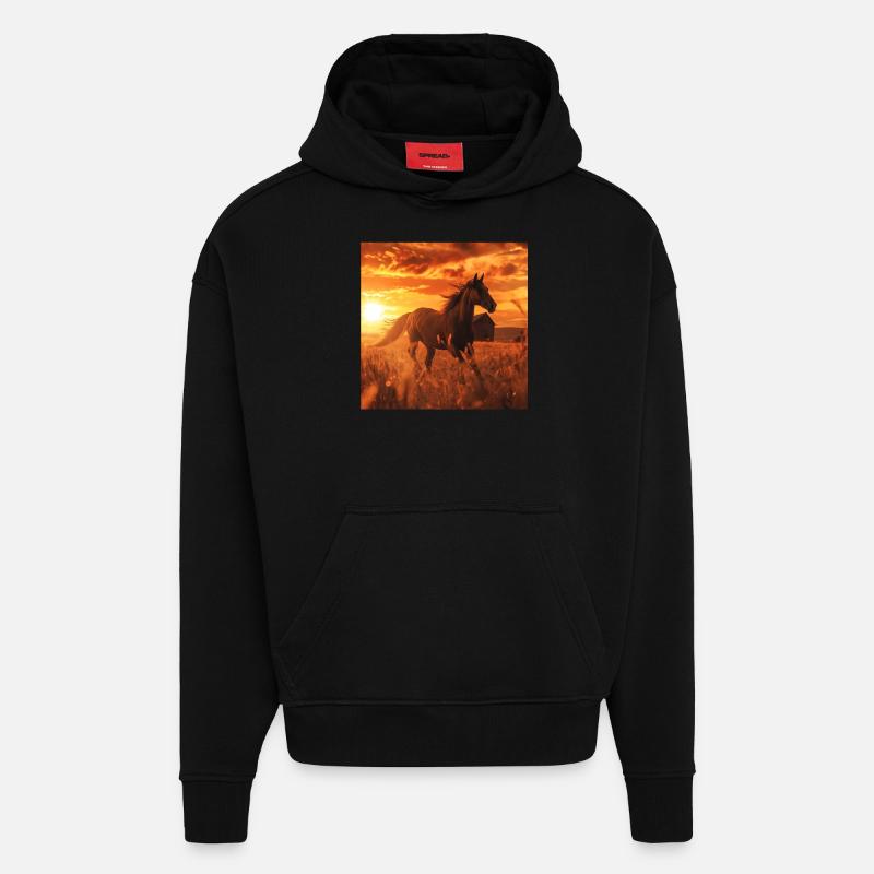 Cheval - Sweat à capuche bio épais oversize fabriqué en UE - SOLID BLACK
