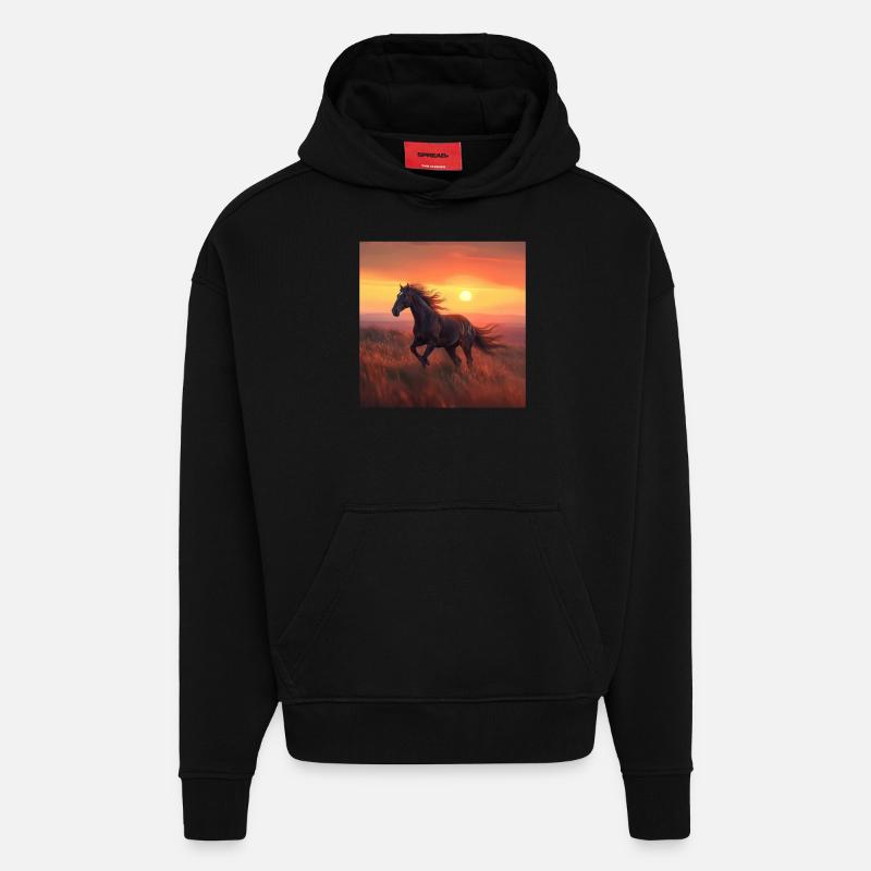Cheval - Sweat à capuche bio épais oversize fabriqué en UE - SOLID BLACK