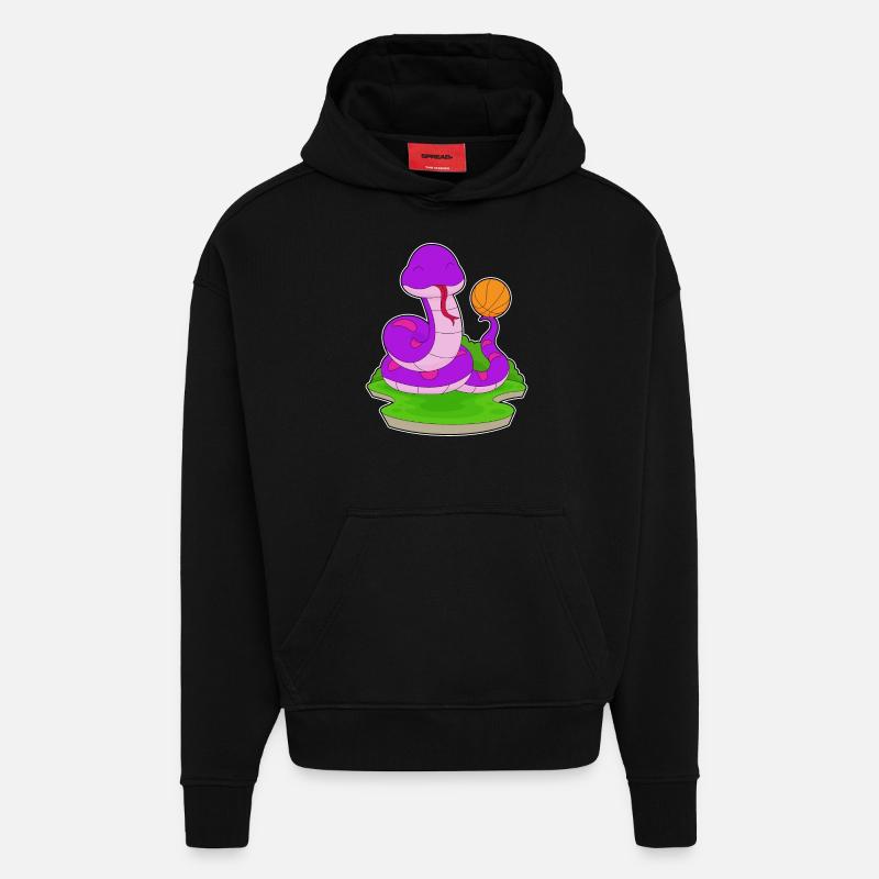 Serpent Basketteur Basketteur - Sweat à capuche bio épais oversize fabriqué en UE - SOLID BLACK