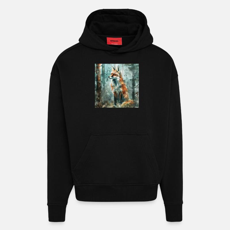 Renard - Sweat à capuche bio épais oversize fabriqué en UE - SOLID BLACK