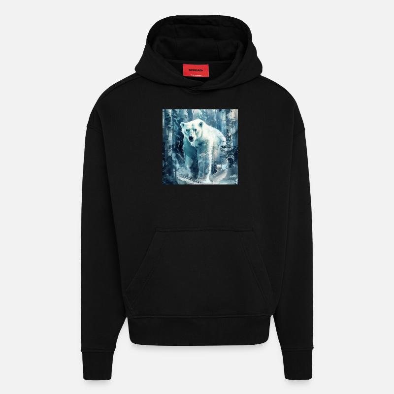 Ours blanc - Sweat à capuche bio épais oversize fabriqué en UE - SOLID BLACK
