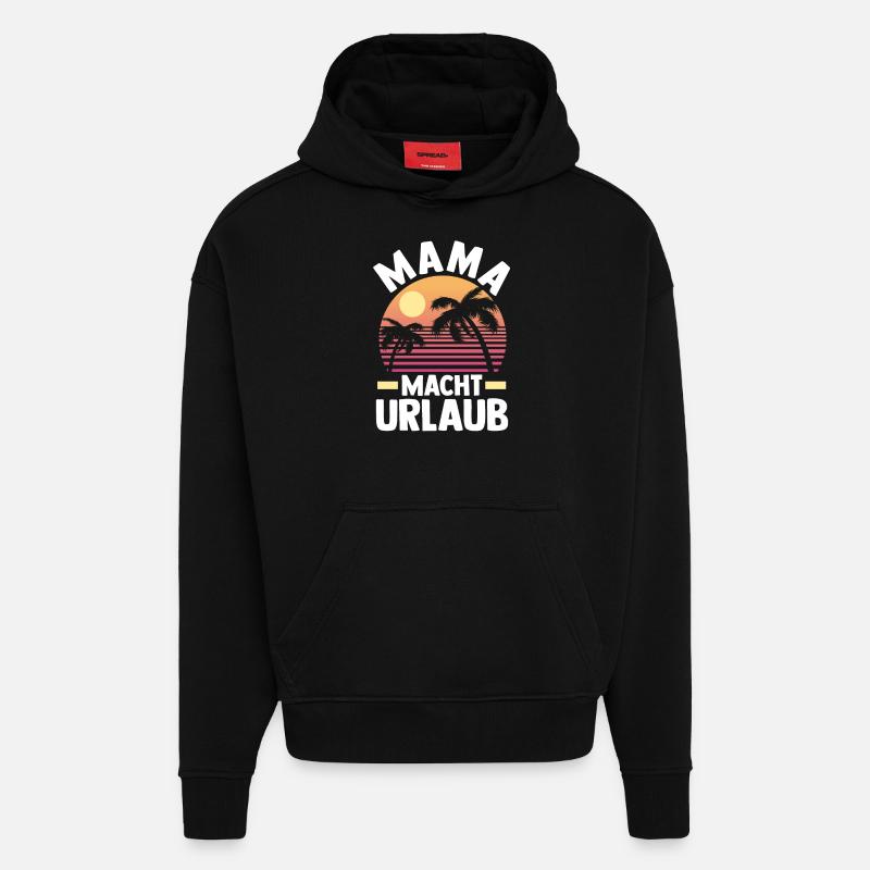 Vacancier Mère Maman - Sweat à capuche bio épais oversize fabriqué en UE - SOLID BLACK