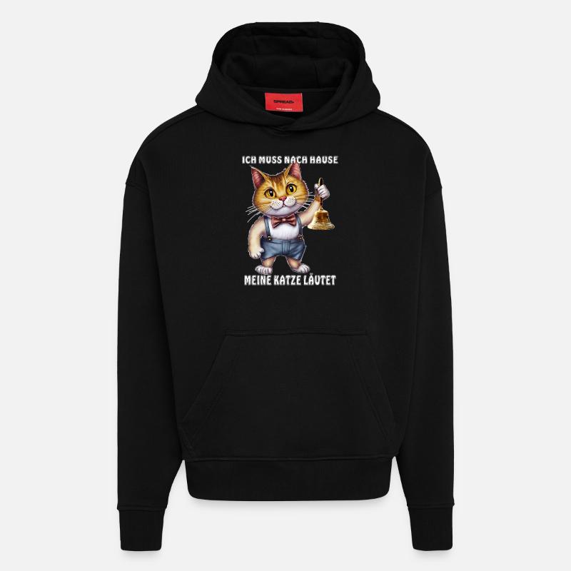 MES BAGUES DE CHAT - Sweat à capuche bio épais oversize fabriqué en UE - SOLID BLACK