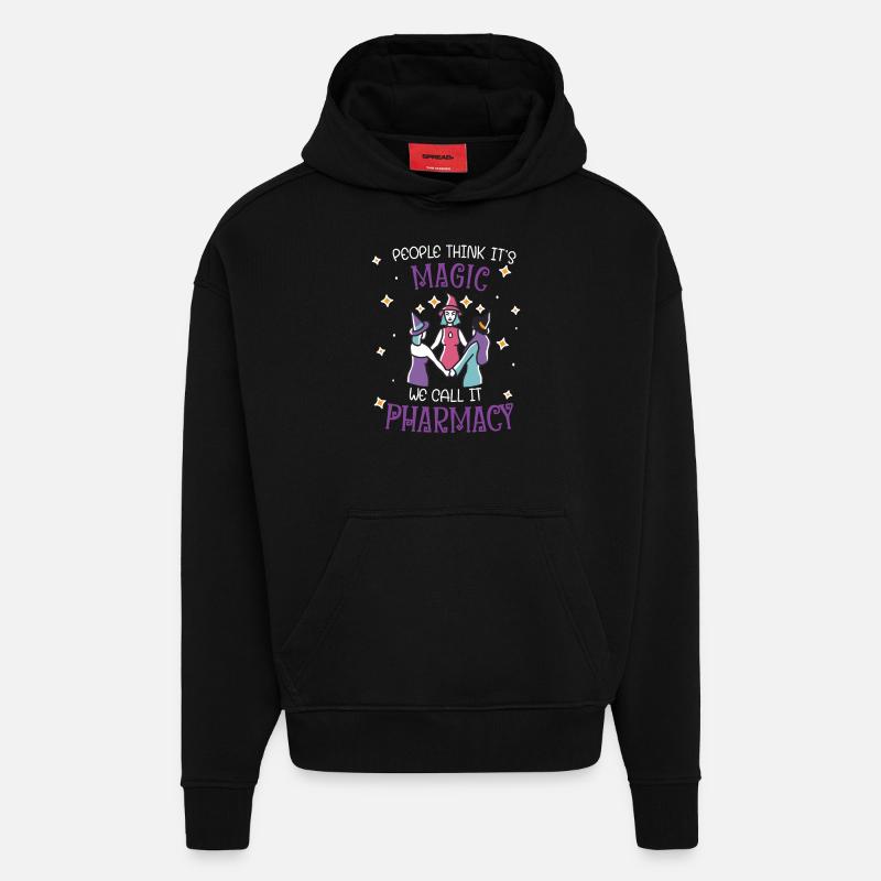 Pharmacie | Magie de la pharmacie - Sweat à capuche bio épais oversize fabriqué en UE - SOLID BLACK