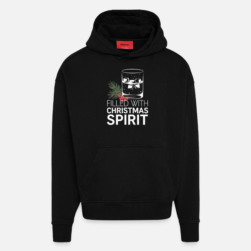 Rempli d’ de Noël - Sweat à capuche bio épais oversize fabriqué en UE - SOLID BLACK