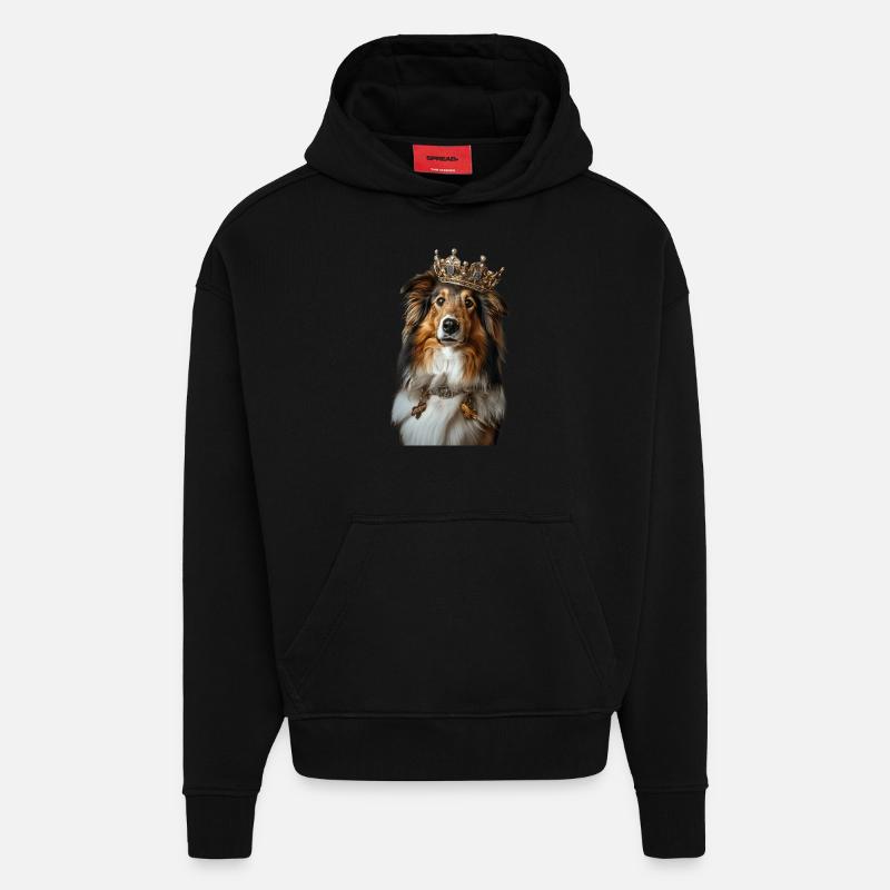 Chien de berger Shetland - Sweat à capuche bio épais oversize fabriqué en UE - SOLID BLACK