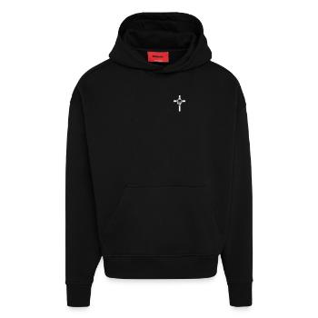 Jésus-Christ Christianisme Dieu Bible - Sweat à capuche bio épais oversize fabriqué en UE - SOLID BLACK - Devant