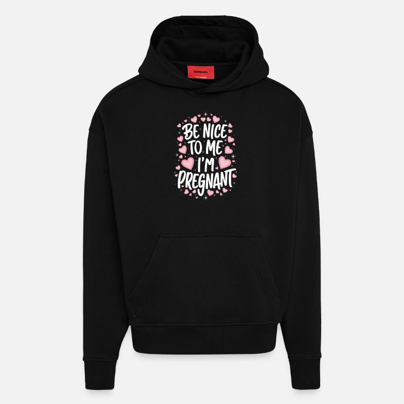 Grossesse Grossesse Accouchement - Sweat à capuche bio épais oversize fabriqué en UE - SOLID BLACK
