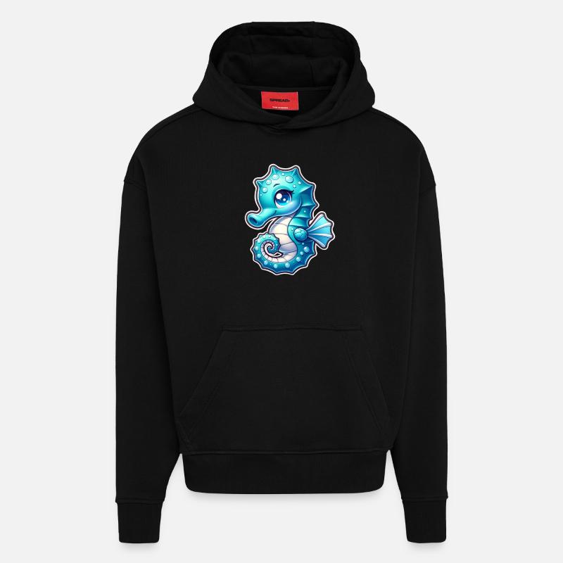Hippocampe Hippocampe - Sweat à capuche bio épais oversize fabriqué en UE - SOLID BLACK