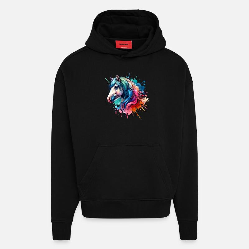 Cheval - Sweat à capuche bio épais oversize fabriqué en UE - SOLID BLACK