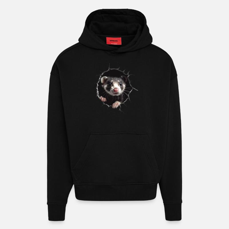 Furet - Sweat à capuche bio épais oversize fabriqué en UE - SOLID BLACK