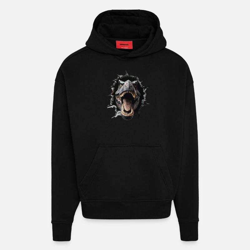 T-Rex - Sweat à capuche bio épais oversize fabriqué en UE - SOLID BLACK