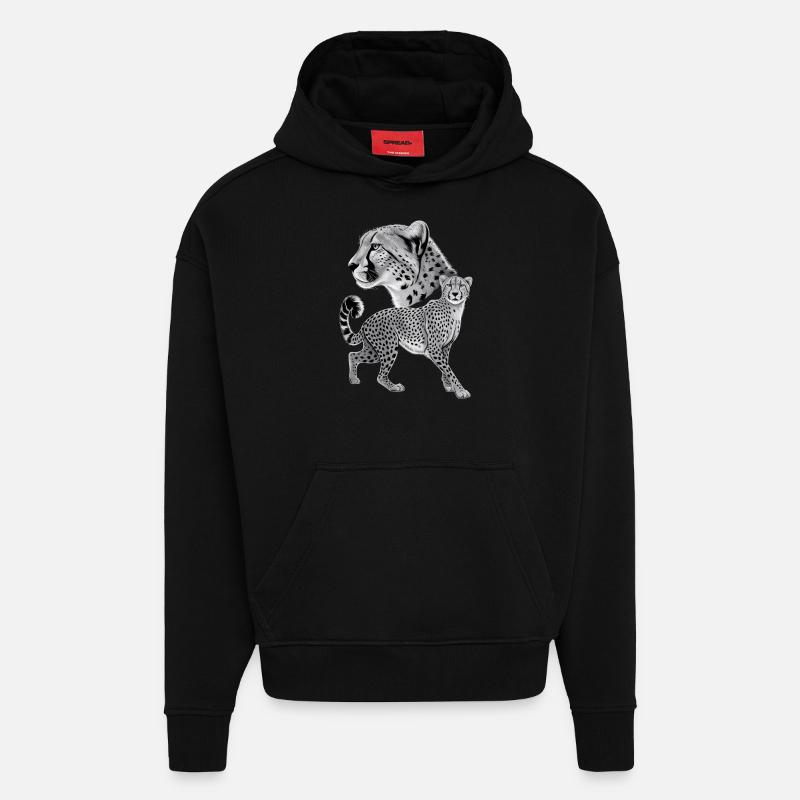 Guépard - Sweat à capuche bio épais oversize fabriqué en UE - SOLID BLACK