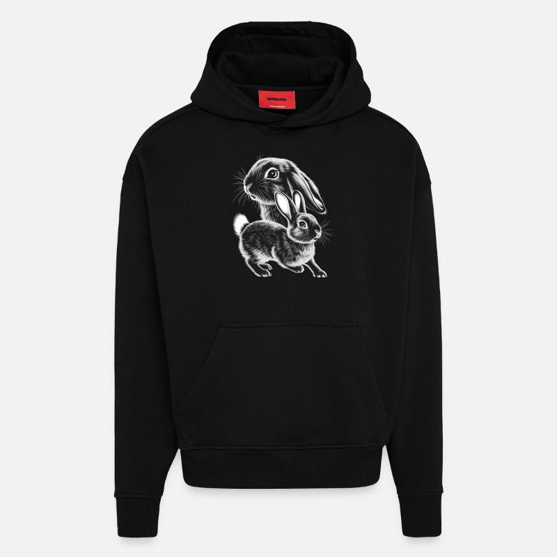 Lapin - Sweat à capuche bio épais oversize fabriqué en UE - SOLID BLACK
