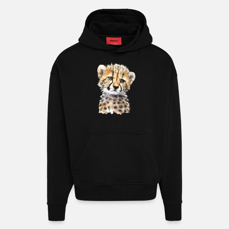 Guépard - Sweat à capuche bio épais oversize fabriqué en UE - SOLID BLACK