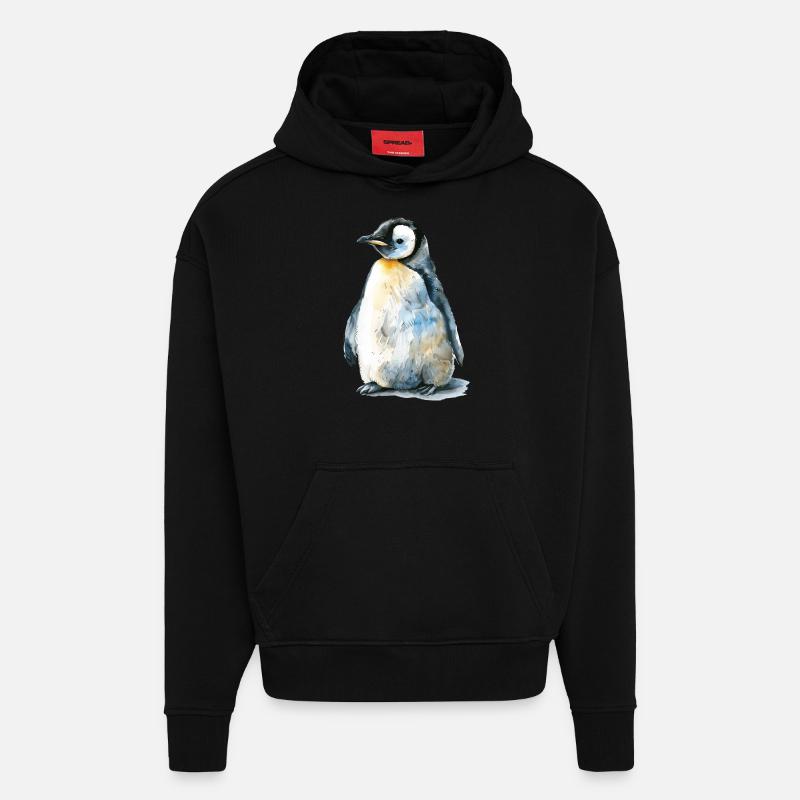Penguin - Hoodie- made by SPREAD  - SOLID BLACK
