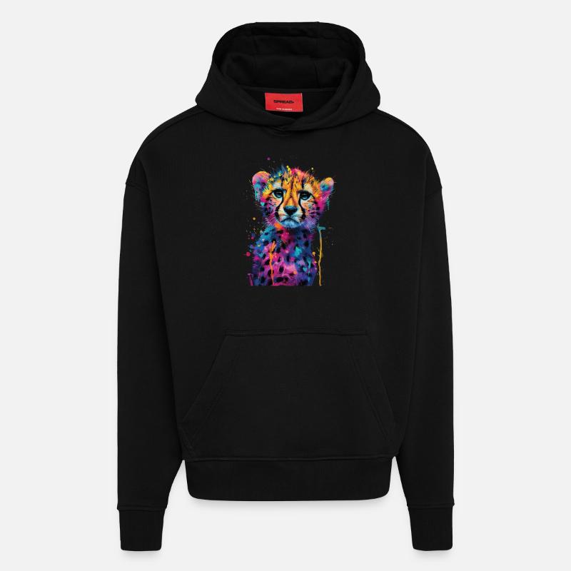 Guépard - Sweat à capuche bio épais oversize fabriqué en UE - SOLID BLACK