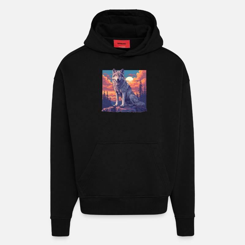 Wölfe Wolf - Hoodie- made by SPREAD - SOLID BLACK