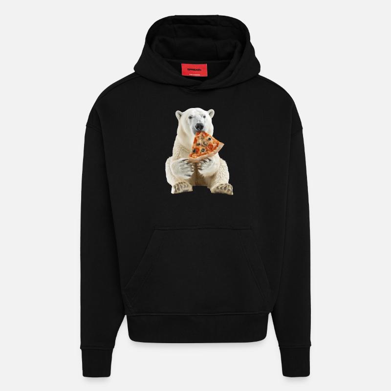 Ours blanc - Sweat à capuche bio épais oversize fabriqué en UE - SOLID BLACK