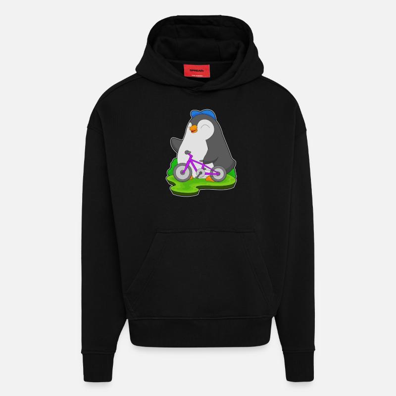 Vélo pingouin - Sweat à capuche bio épais oversize fabriqué en UE - SOLID BLACK