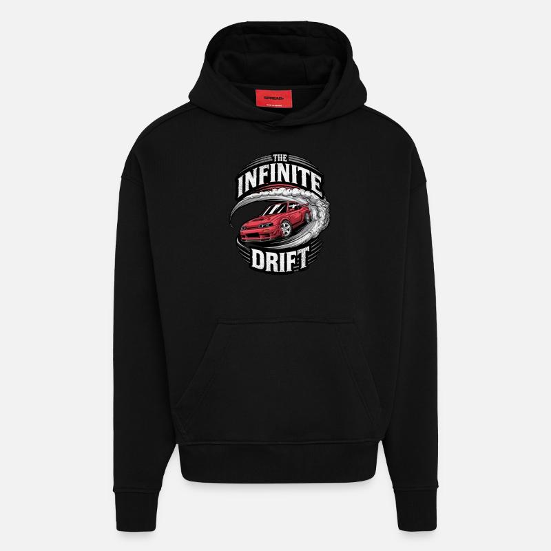 infinite drift - course voiture - Sweat à capuche bio épais oversize fabriqué en UE - SOLID BLACK