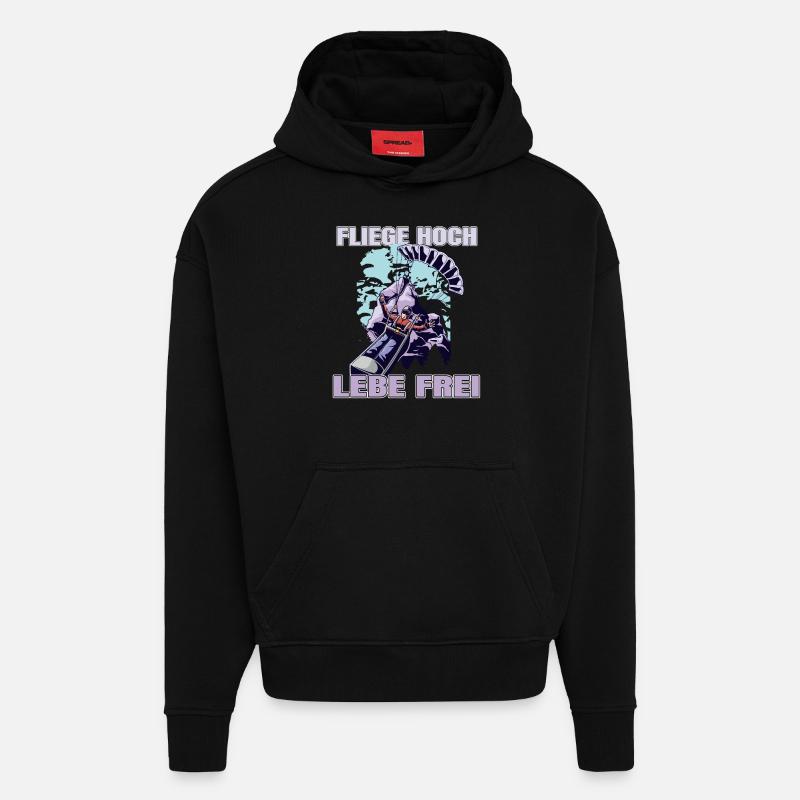 Volez haut, vivez en liberté - Sweat à capuche bio épais oversize fabriqué en UE - SOLID BLACK