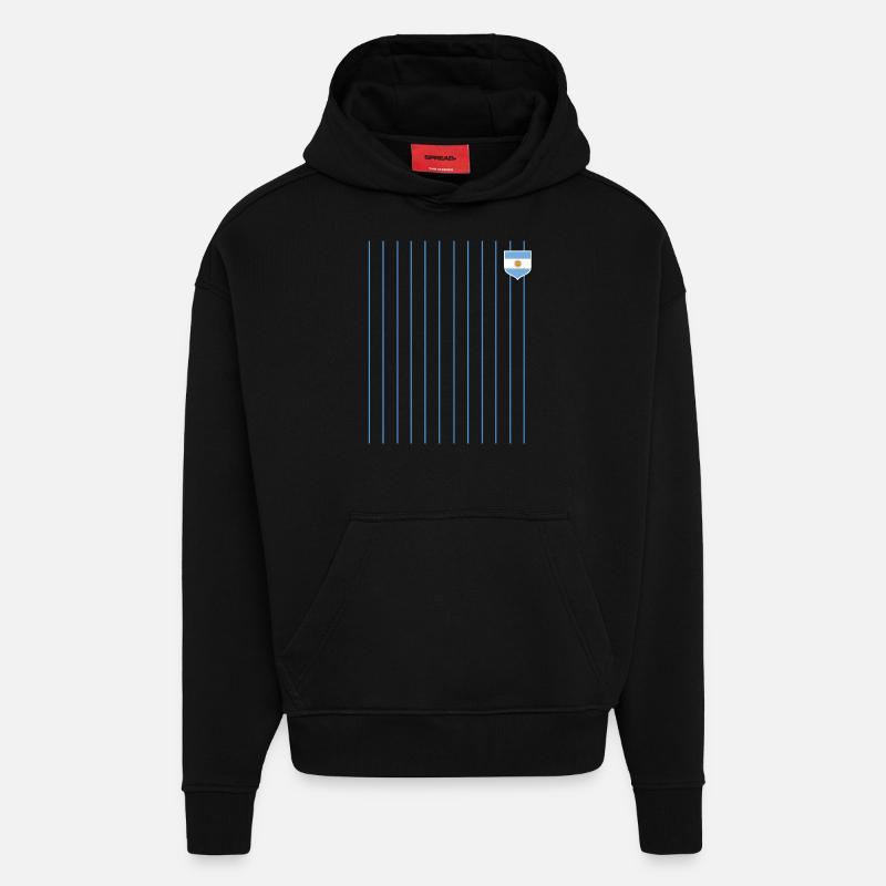 Argentine Cadeau Argentine Drapeau argentin - Sweat à capuche bio épais oversize fabriqué en UE - SOLID BLACK