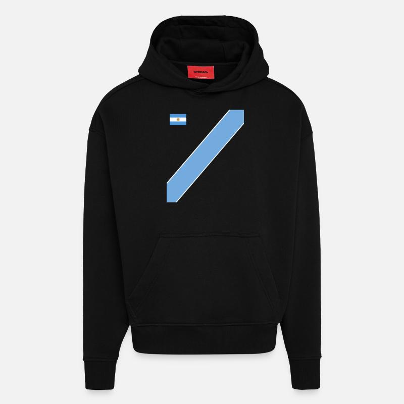 Argentine Cadeau Argentine Drapeau argentin - Sweat à capuche bio épais oversize fabriqué en UE - SOLID BLACK