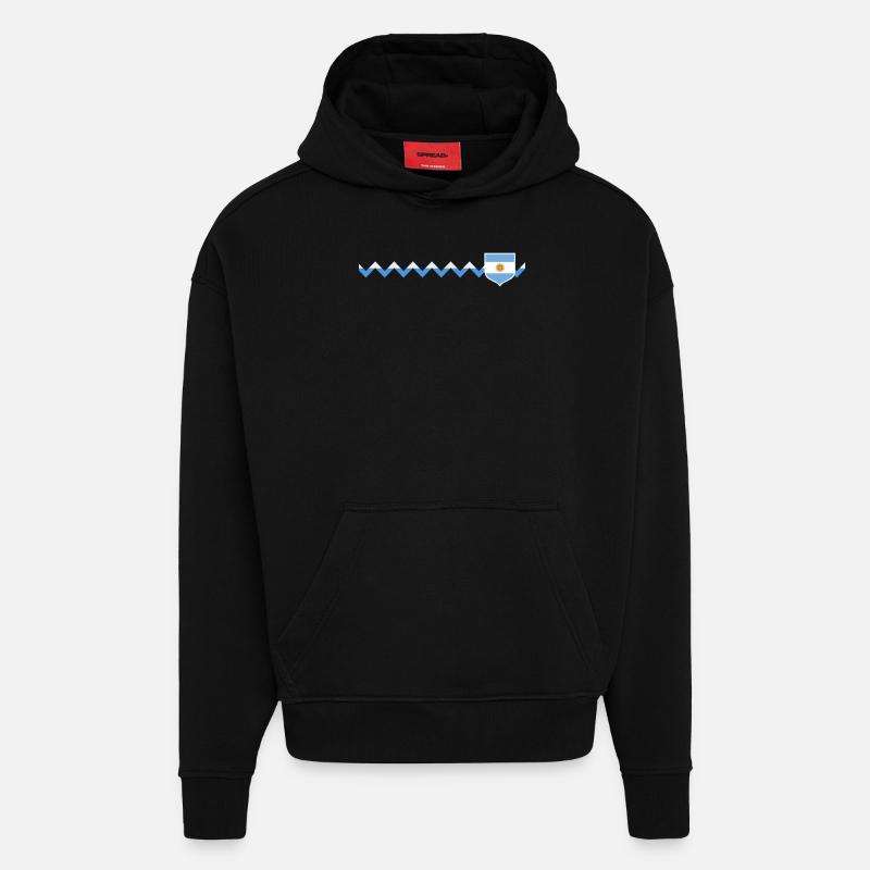 Argentine Cadeau Argentine Drapeau argentin - Sweat à capuche bio épais oversize fabriqué en UE - SOLID BLACK