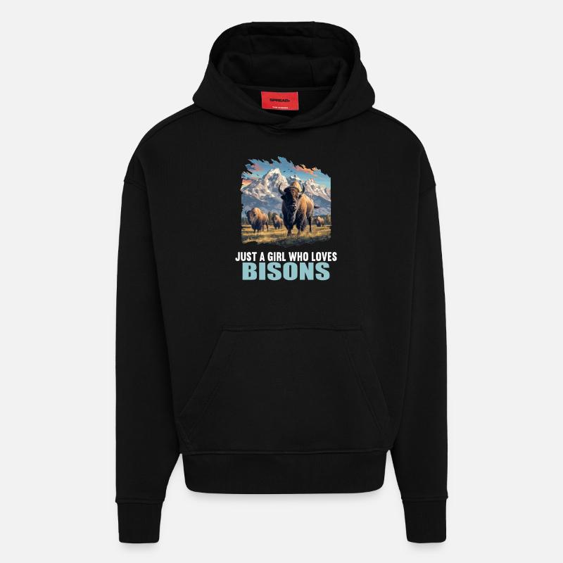 Bisons Bison - Sweat à capuche bio épais oversize fabriqué en UE - SOLID BLACK