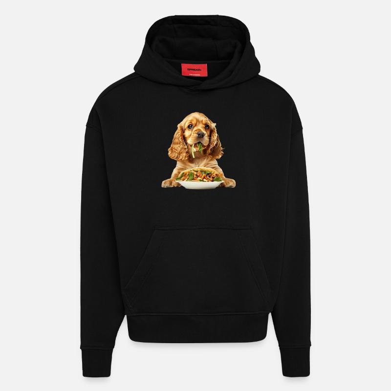 Cocker Spaniel - Sweat à capuche bio épais oversize fabriqué en UE - SOLID BLACK