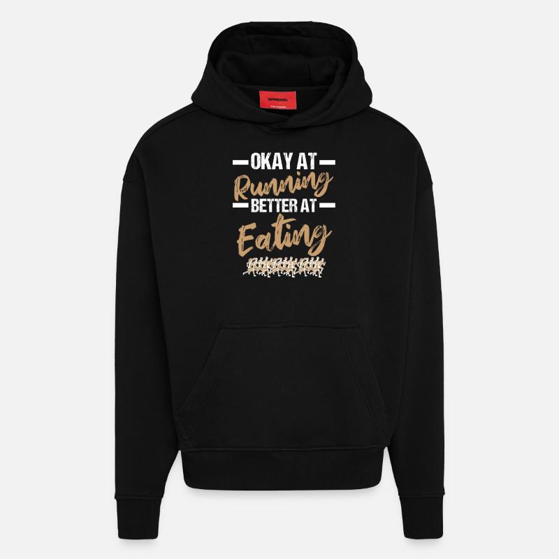 Sprinter : Mieux : Manger, Courir - Sweat à capuche bio épais oversize fabriqué en UE - SOLID BLACK